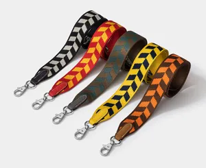 Woven canvas shoulder strap replacement colorful geometric pattern bag strap wide adjustable