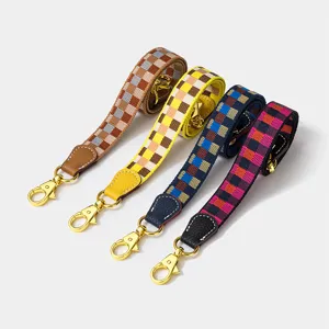 Tracolla per Borsa Jacquard a Quadri Occidentale in Acrilico e Pelle Cinghia di Ricambio Tracolla per Borse da Donna Casual Accessori Fai da Te