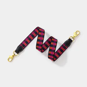Tracolla per borsa jacquard a quadri colorati con ferramenta dorata per borse