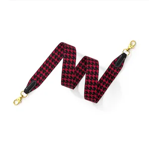 Houndstooth replacement bag strap, wide shoulder strap for crossbody bags and purses.