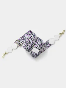 Adjustable wide replacement shoulder strap for crossbody bags, stylish purple leopard print design.