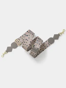 Adjustable wide bag strap replacement with chic printed fabric and gold hardware for crossbody.