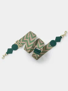 Adjustable wide replacement strap for crossbody shoulder bags with chic woven pattern and gold hardware.