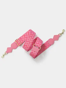 Adjustable wide bag strap pink geometric replacement shoulder strap with gold hardware