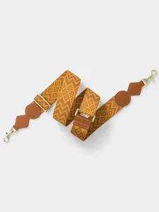 Woven wide replacement shoulder strap for crossbody bags, adjustable length with gold hardware.