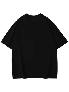 Classic black short-sleeve crewneck t-shirt for men, comfortable basic everyday casual wear.