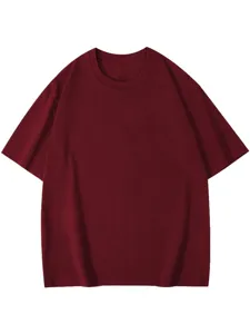 Men's burgundy solid short sleeve crew neck casual t-shirt for daily wear basic top