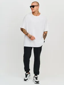 Men's loose casual sweatpants versatile cuffed solid color trousers autumn winter