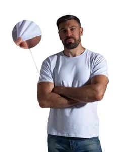 Schweres Baumwoll-Stretch-T-Shirt Detailansicht zeigt hochwertigen Stoff und bequeme Passform.