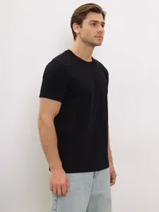 Maglietta uomo nera tinta unita classica a maniche corte girocollo capo basic casual