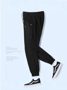 Men's Casual Sweatpants Autumn Winter Loose Cuffed Joggers Solid Color Oversized Pants