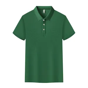 Men's green short sleeve polo shirt, casual breathable summer top, classic lapel design.