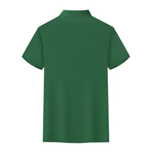 Men's summer short sleeve solid green polo shirt back view comfortable breathable casual top