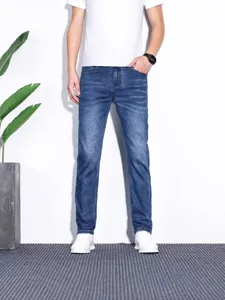 Jeans da uomo elasticizzati in denim taglio dritto classico blu per abbigliamento estivo