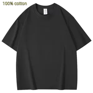 Heren Oversized Effen Korte Mouw Katoen T-shirt, Casual Losse vallende schouder top.