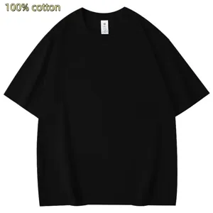 Oversized zwart t-shirt met korte mouwen voor heren casual los katoenen top streetwear