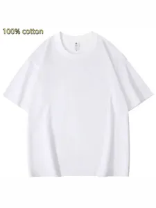 Heren Oversized Wit Korte Mouw T-Shirt 100% Katoen Casual Losse Basis Topjes
