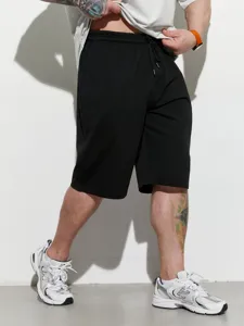 Men's Casual Sports Shorts 330g Heavyweight Loose Breathable Summer Knee-Length Black