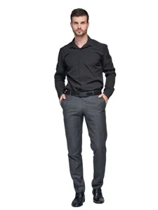 Men long sleeve dress shirt business casual slim fit solid color formal button down top