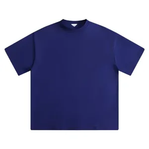 Men's dark blue short sleeve t-shirt, casual summer breathable quick dry athletic top.