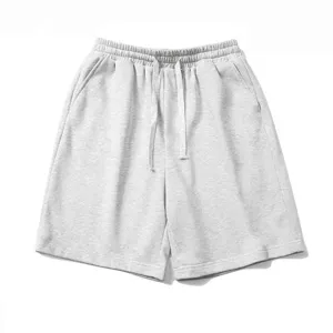 Herren lässige graue Sweatshorts mit elastischem Kordelzug, bequeme Baumwoll-Fitness-Shorts.