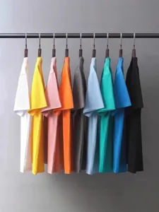 Unisex 200g heavy cotton short sleeve t-shirt, classic solid color casual basic tee top.