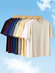 Mens summer short sleeve t-shirt casual breathable solid color crew neck top daily wear