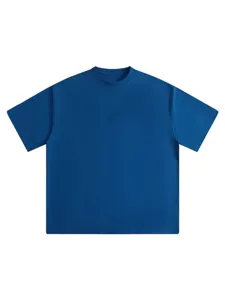 Men solid blue short sleeve t-shirt summer casual outdoor sports breathable quick dry tee.