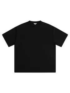 Men's solid black short sleeve t-shirt, casual crewneck loose fit athletic tee for summer.