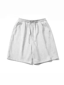 Herren graue Baumwollsweatshorts Freizeit Sportshorts elastischer Bund bequeme Kleidung