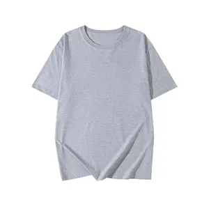 T-shirt grigia tinta unita a maniche corte da uomo abbigliamento casual scollo rotondo