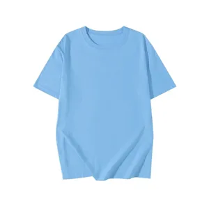 Maglietta casual manica corta uomo azzurro chiaro tinta unita basic top comodo quotidiano