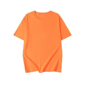 Uomo casual arancione t-shirt manica corta tinta unita girocollo basica per divisa squadra
