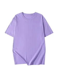 Maglietta casual a maniche corte viola tinta unita da uomo, comodo top basic giornaliero.