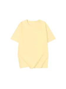 Classica maglietta a maniche corte gialla tinta unita da uomo per uso quotidiano, vista principale.