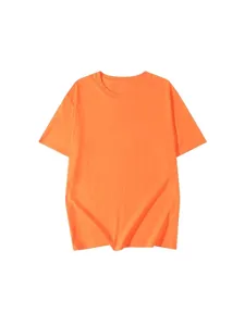 Uomo casual semplice arancione maglietta manica corta base monocolore top traspirante 200g