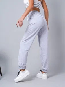 Γκρι παντελόνι φόρμας γυναικείο casual αθλητικό άνετο κορδόνι με ρεβέρ λεπτομέρεια