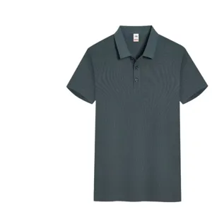 Men's short sleeve polo shirt casual solid color breathable business lapel top summer