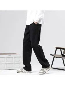Men's black loose straight fit denim jeans casual pants spring autumn trousers style