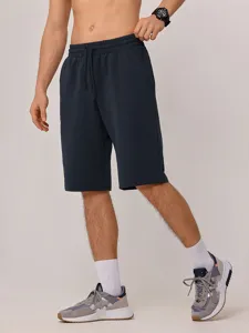 Herren Casual Shorts Baumwollmischung Waffel Textur Lockeres Gerades Bein Sommer Unterteil Mit Kordelzug Taschen