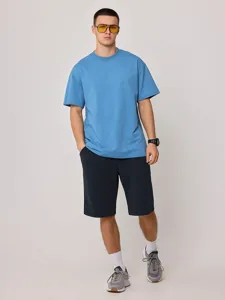 Herren lässiges lockeres Kurzarm T-Shirt und einfarbige Shorts Sommer Outfit Set.