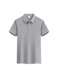 Men's Women's Classic Fit Short Sleeve Grey Polo Shirt Casual Summer Cotton Top Front View