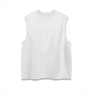 Men's solid color loose cotton tank top, casual sleeveless vest for summer daily wear.