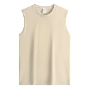 Closeup of the soft cotton tank top neckline and fabric texture, ideal detail view.