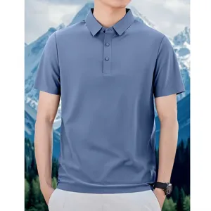 Detail view of men summer seamless cooling polo shirt short sleeve business casual apparel.