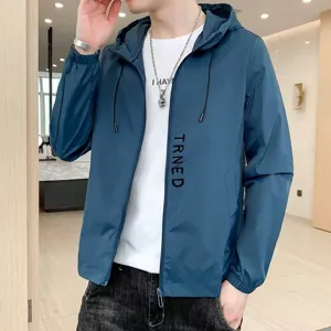 Men's casual stylish zip-up hooded jacket lightweight outerwear with modern daily fit style.