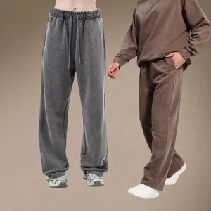 Vintage verwaschene dünne Fleece Jogginghose für Herren lässige lose streetwear bequeme Hosen