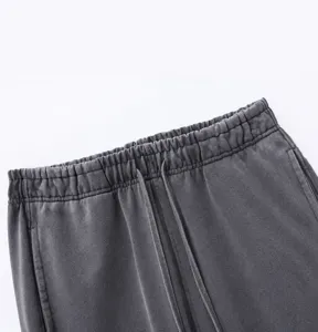 Vintage gewaschene Fleece-Jogginghose für Herren, lässige, lockere Kordelzughose.