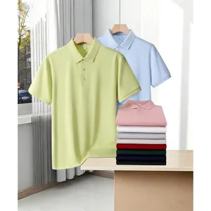 Men's cotton short sleeve polo shirt casual solid color breathable multi-color casual top