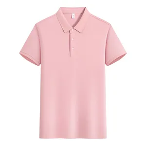 Men's solid color short sleeve polo shirt casual classic pink summer top apparel